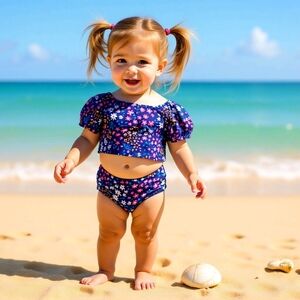 Jumping Beans Navy Floral Kids Bikini
